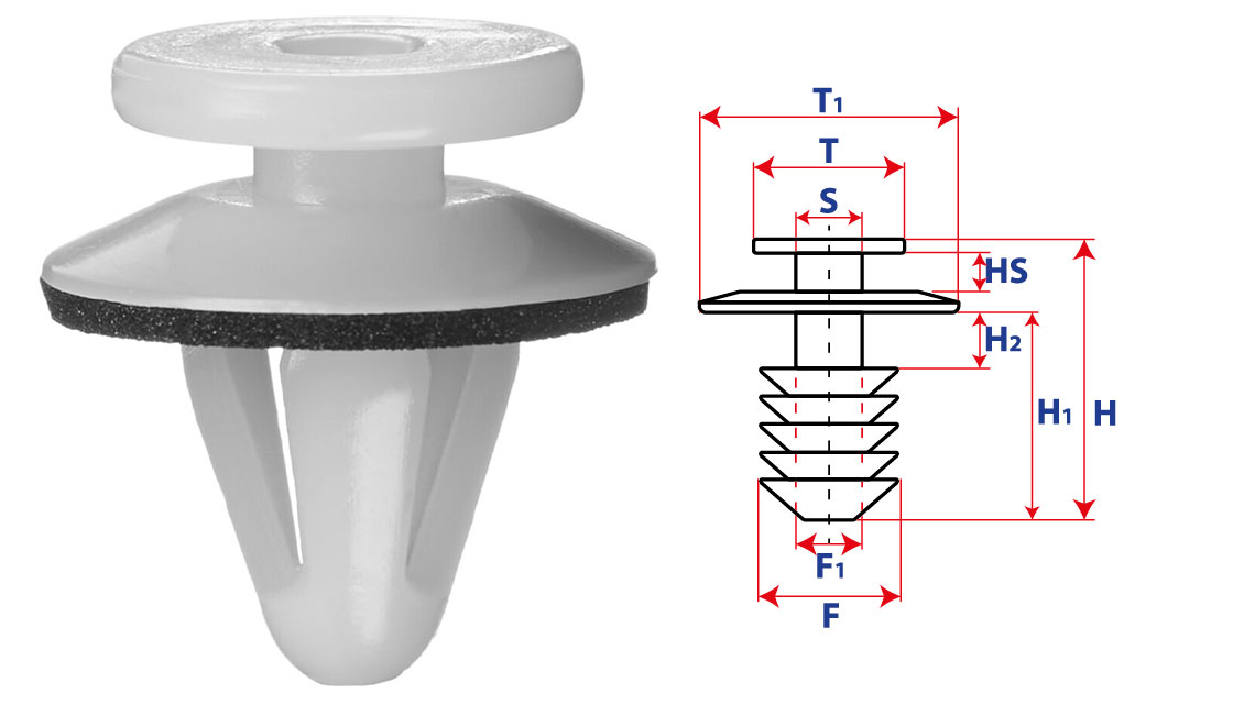 Крепление обшивки-молдингов, две и более шляпок с круглой шляпкой 15401
