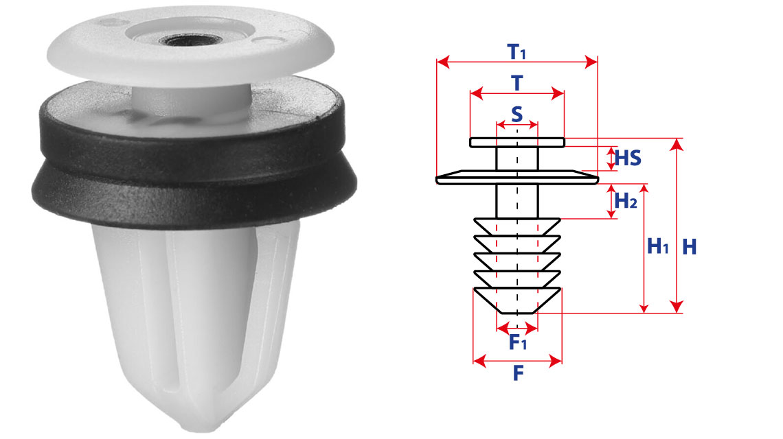 Крепление обшивки-молдингов, две и более шляпок с круглой шляпкой 15447