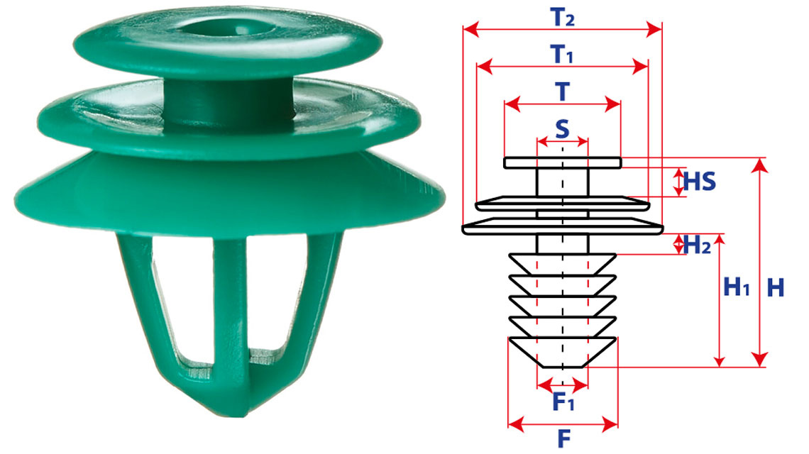 Крепление обшивки-молдингов, две и более шляпок с круглой шляпкой 15453