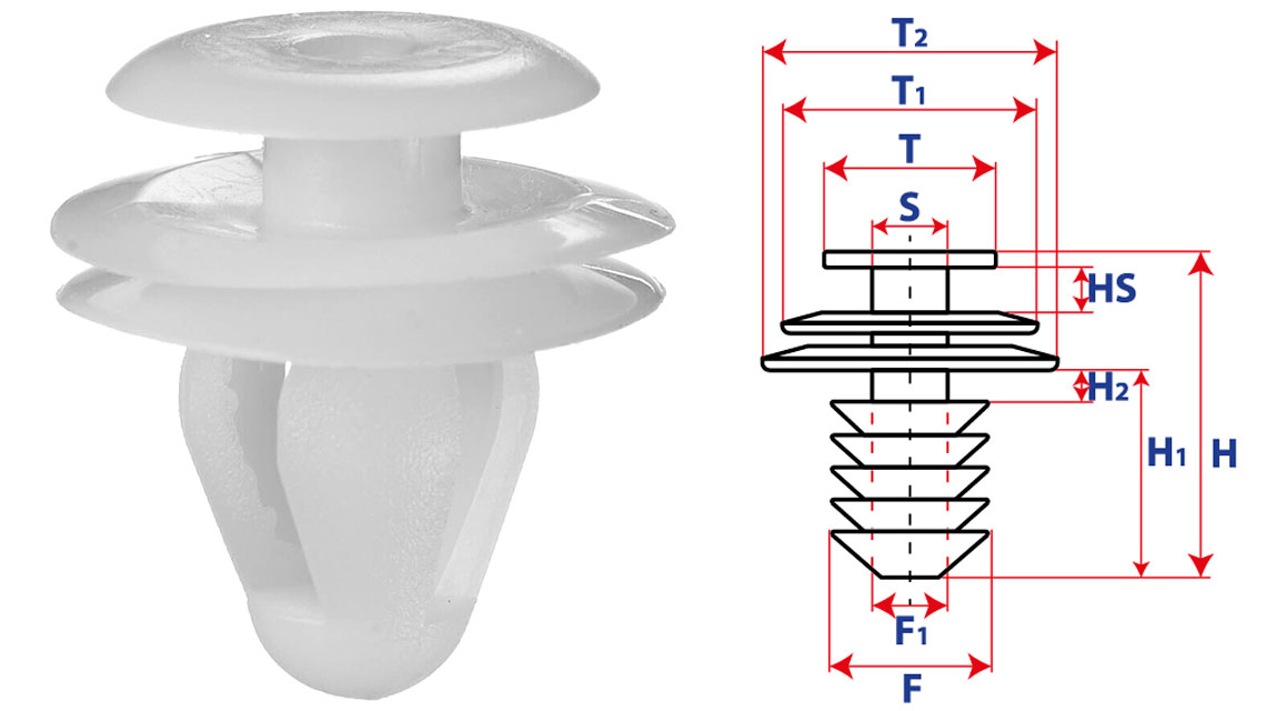 Крепление обшивки-молдингов, две и более шляпок с круглой шляпкой 15456