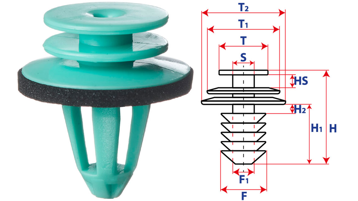 Крепление обшивки-молдингов, две и более шляпок с круглой шляпкой 15470