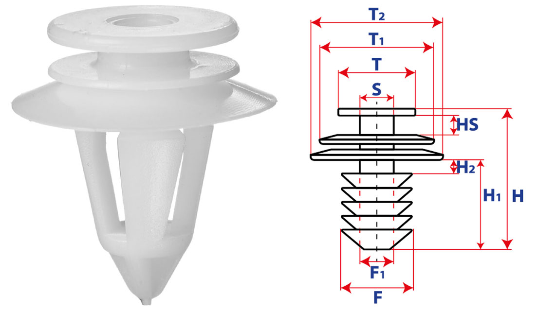 Крепление обшивки-молдингов, две и более шляпок с круглой шляпкой 15471
