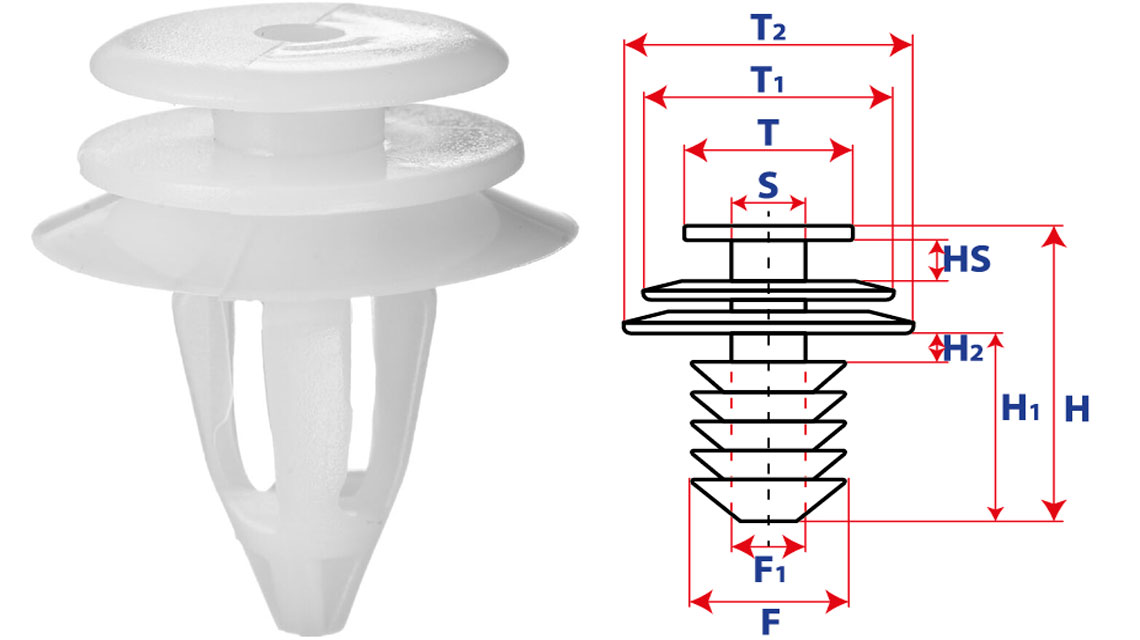 Крепление обшивки-молдингов, две и более шляпок с круглой шляпкой 15476