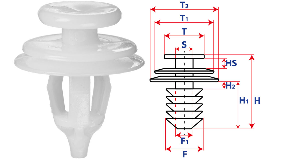 Крепление обшивки-молдингов, две и более шляпок с круглой шляпкой 15499