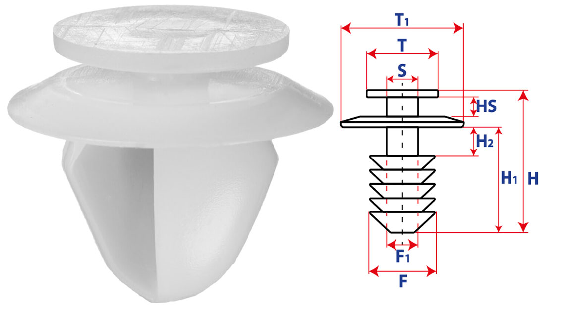 Крепление обшивки-молдингов, две и более шляпок с круглой шляпкой 15544
