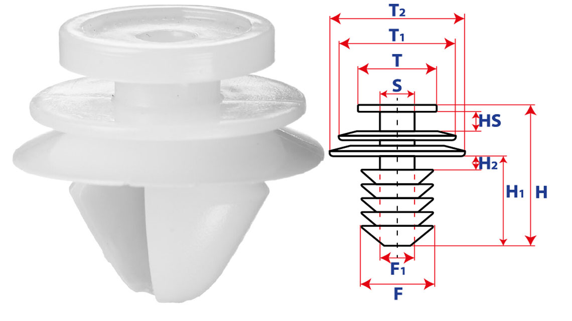Крепление обшивки-молдингов, две и более шляпок с круглой шляпкой 15550