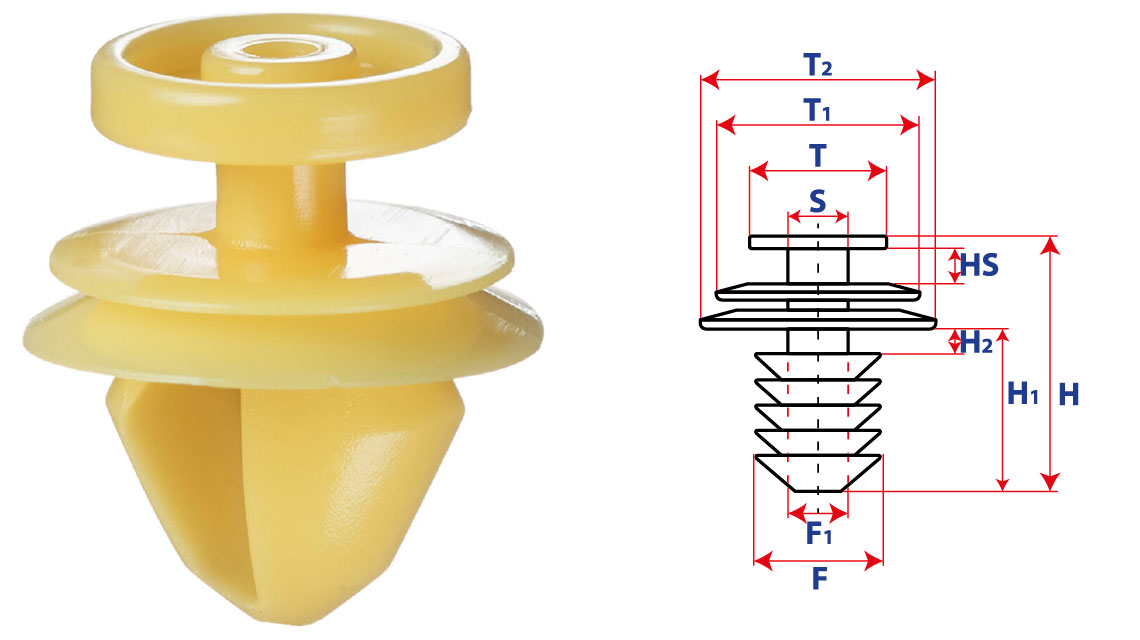 Крепление обшивки-молдингов, две и более шляпок с круглой шляпкой 15554