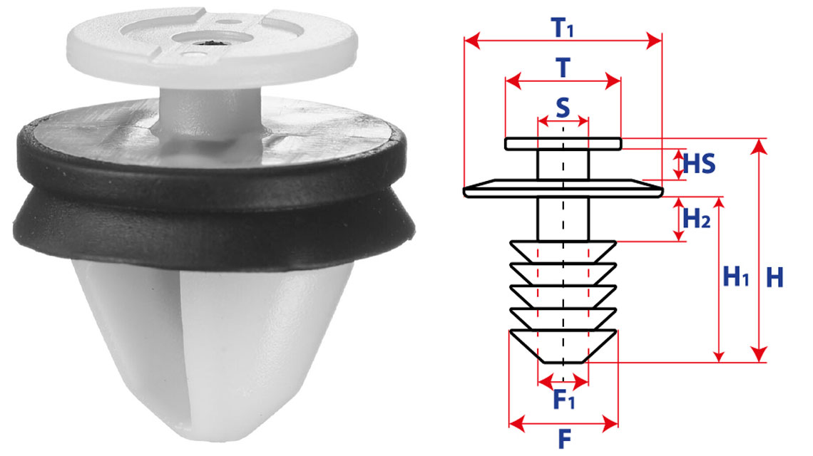 Крепление обшивки-молдингов, две и более шляпок с круглой шляпкой 15555