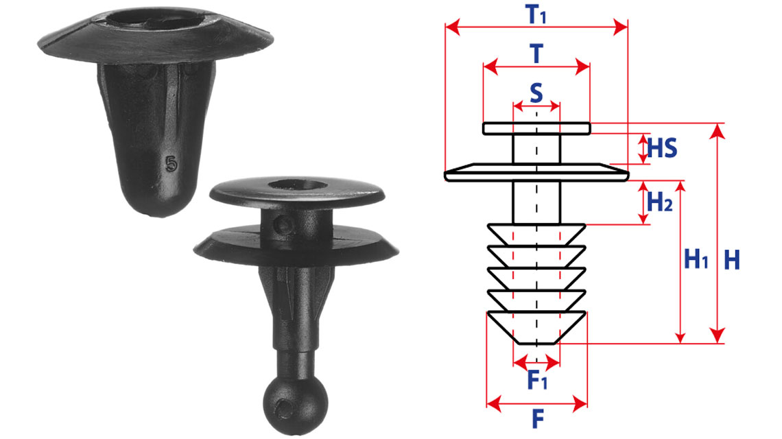 Крепление обшивки-молдингов, две и более шляпок с круглой шляпкой 15671