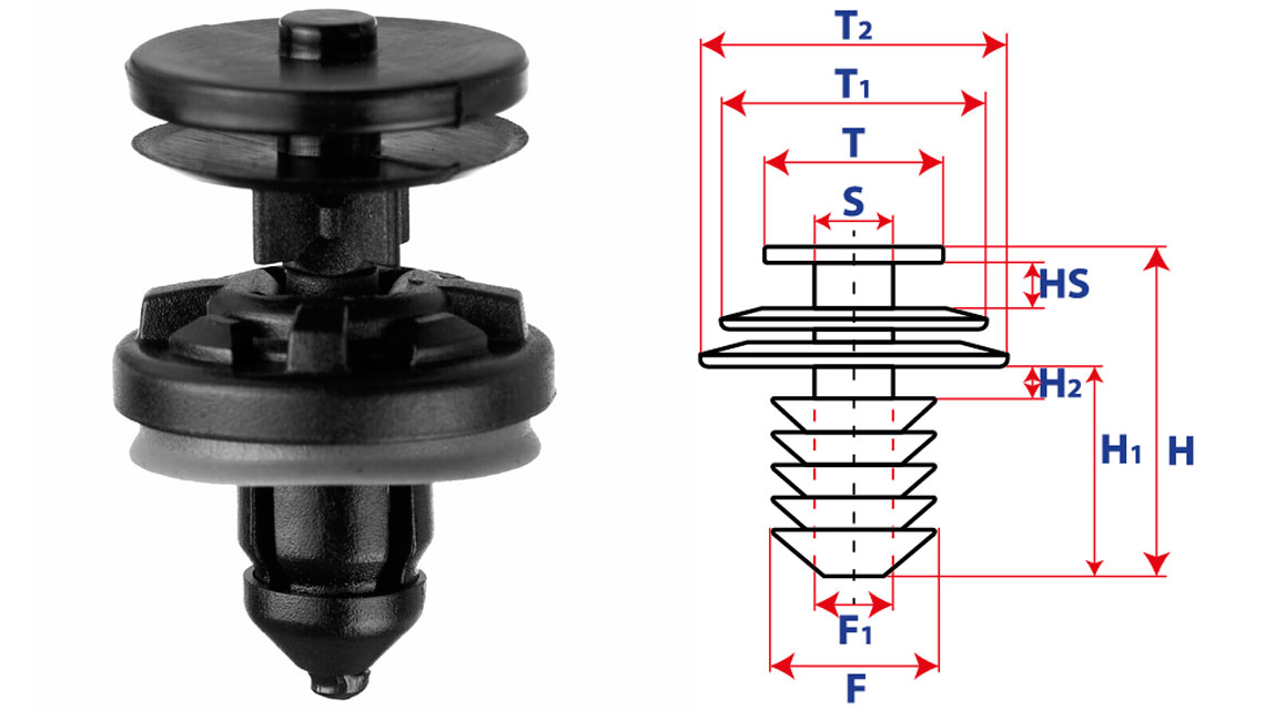 Крепление обшивки-молдингов, две и более шляпок с круглой шляпкой 15688