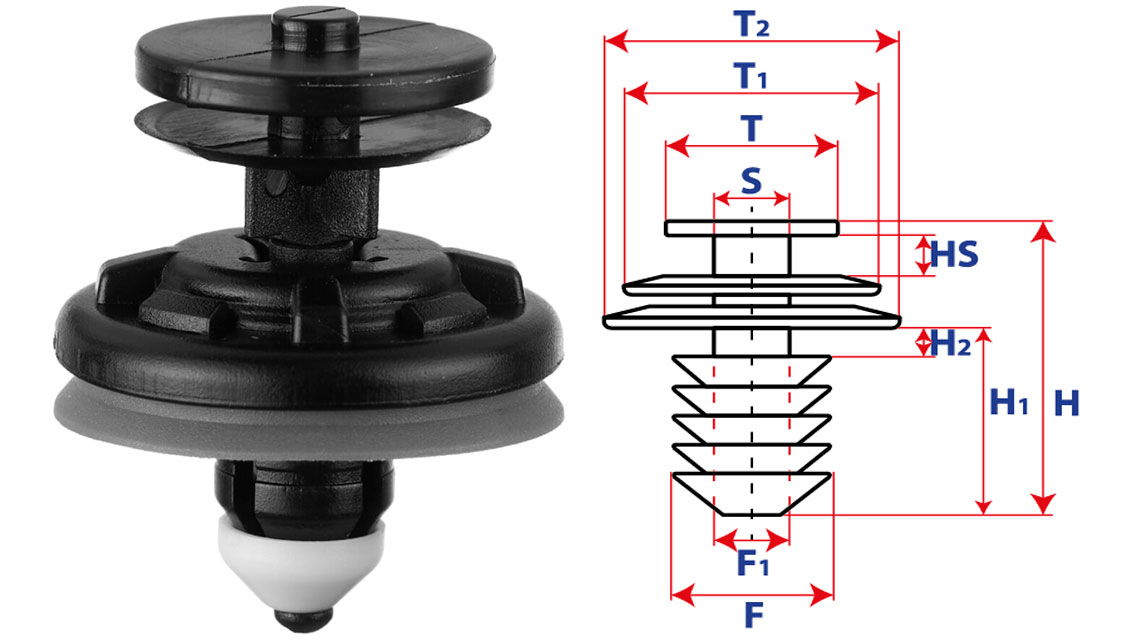 Крепление обшивки-молдингов, две и более шляпок с круглой шляпкой 15689