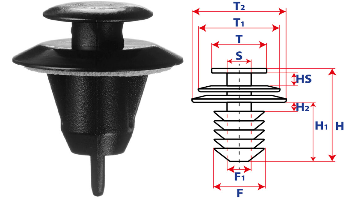 Крепление обшивки-молдингов, две и более шляпок с круглой шляпкой 15715