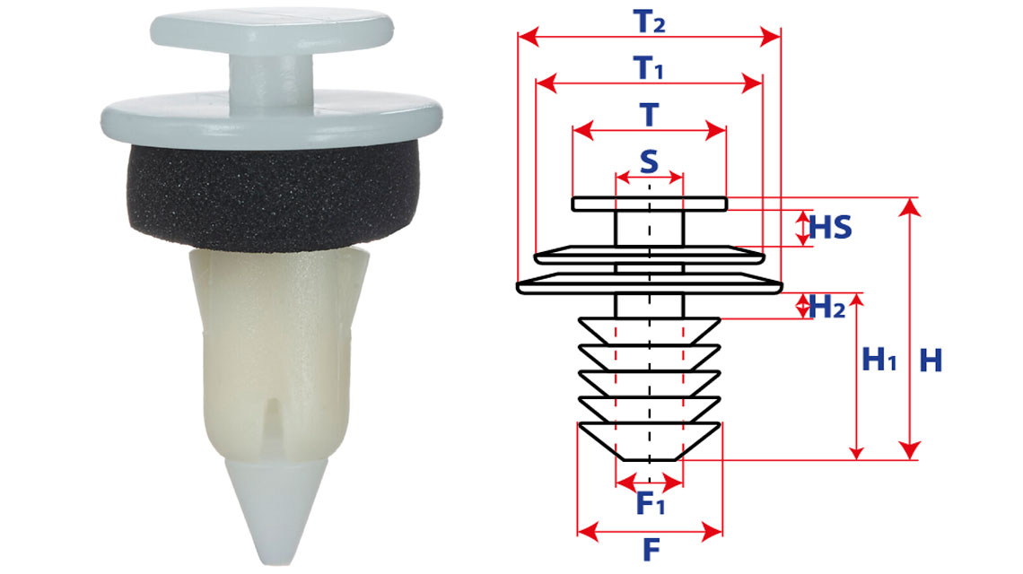 Крепление обшивки-молдингов, две и более шляпок с круглой шляпкой 15744