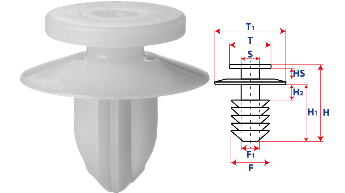 Крепление обшивки-молдингов, две и более шляпок с круглой шляпкой 15821