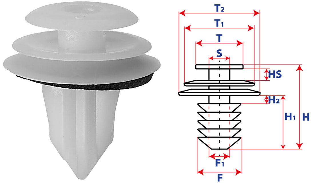 Крепление обшивки-молдингов, две и более шляпок с круглой шляпкой 15839