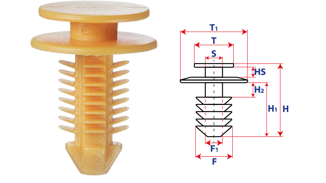 Крепление обшивки-молдингов, две и более шляпок с круглой шляпкой 15918