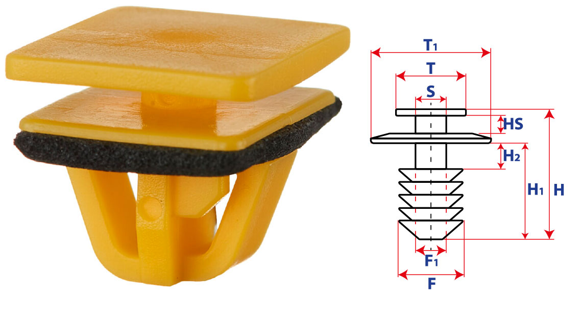 Крепление обшивки-молдингов, две и более шляпок с прямоугольной шляпкой 15206