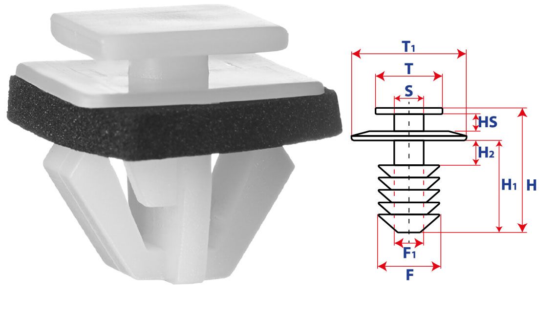 Крепление обшивки-молдингов, две и более шляпок с прямоугольной шляпкой 15214