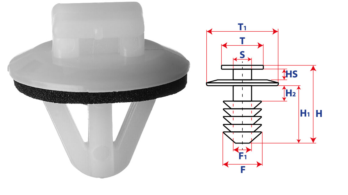 Крепление обшивки-молдингов, две и более шляпок с прямоугольной шляпкой 15224