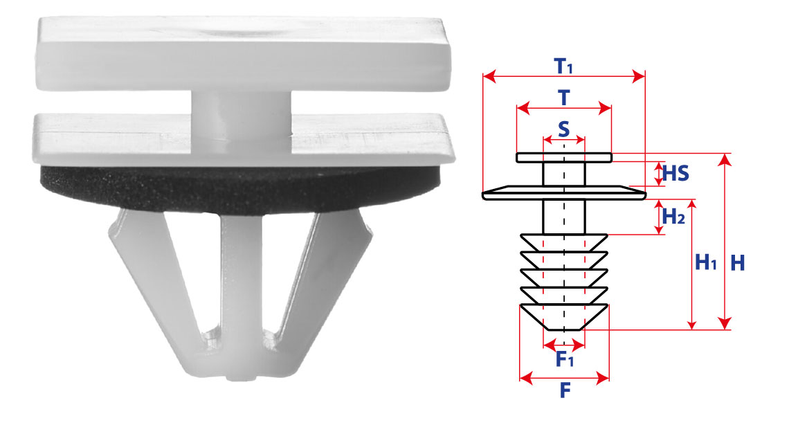 Крепление обшивки-молдингов, две и более шляпок с прямоугольной шляпкой 15260