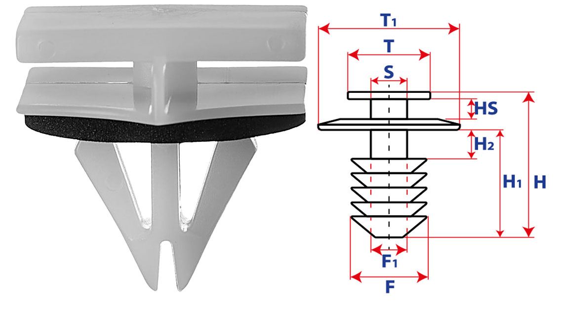 Крепление обшивки-молдингов, две и более шляпок с прямоугольной шляпкой 15262
