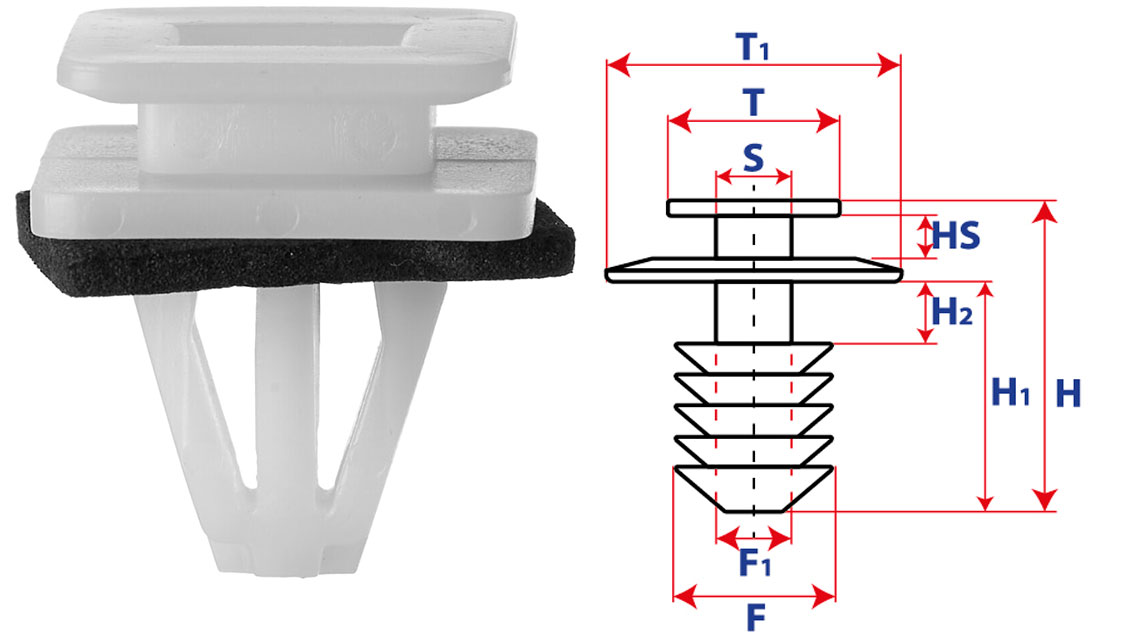 Крепление обшивки-молдингов, две и более шляпок с прямоугольной шляпкой 15270