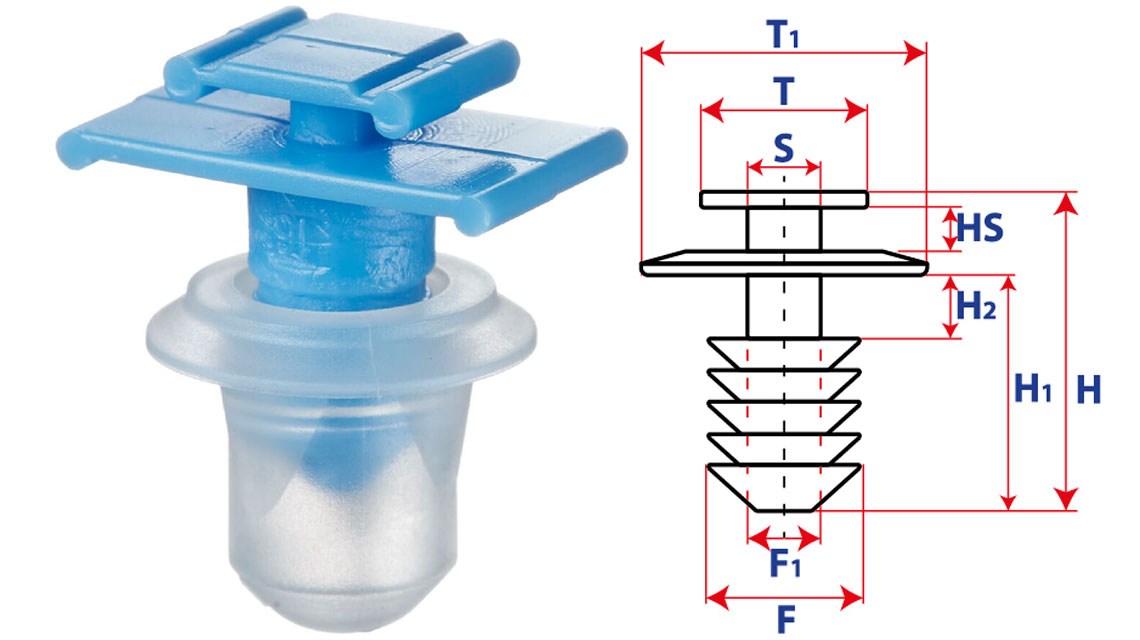 Крепление обшивки-молдингов, две и более шляпок с прямоугольной шляпкой 15652