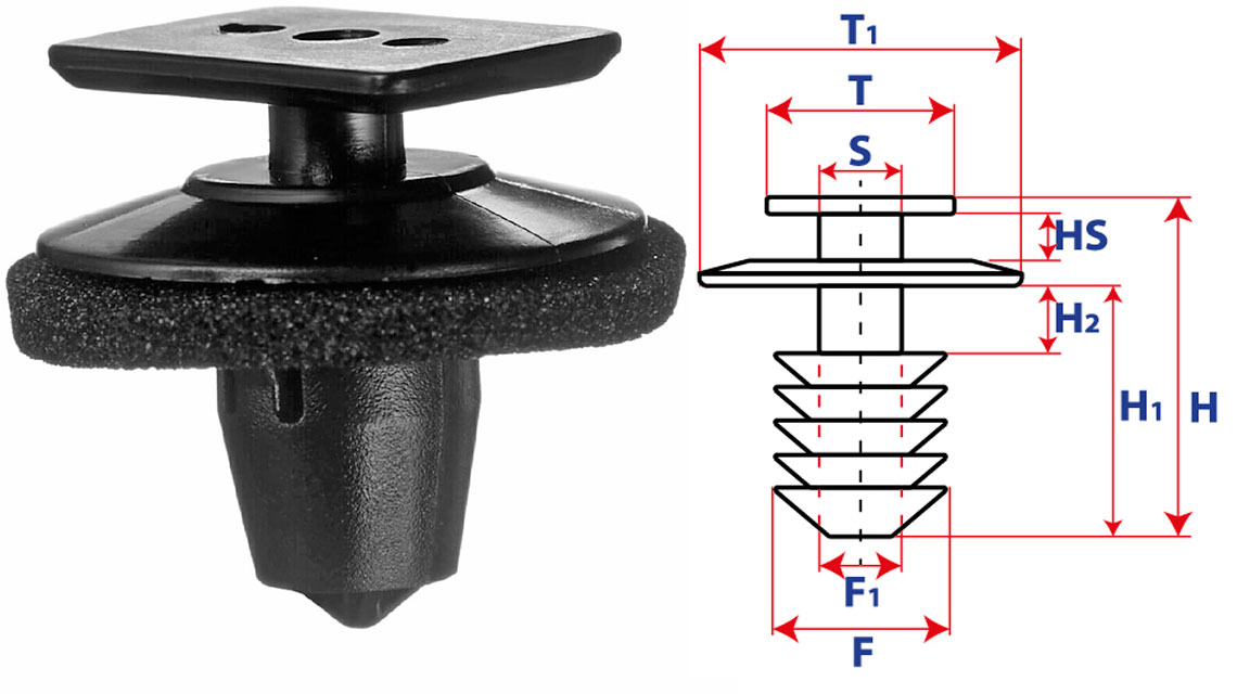 Крепление обшивки-молдингов, две и более шляпок с прямоугольной шляпкой 15698