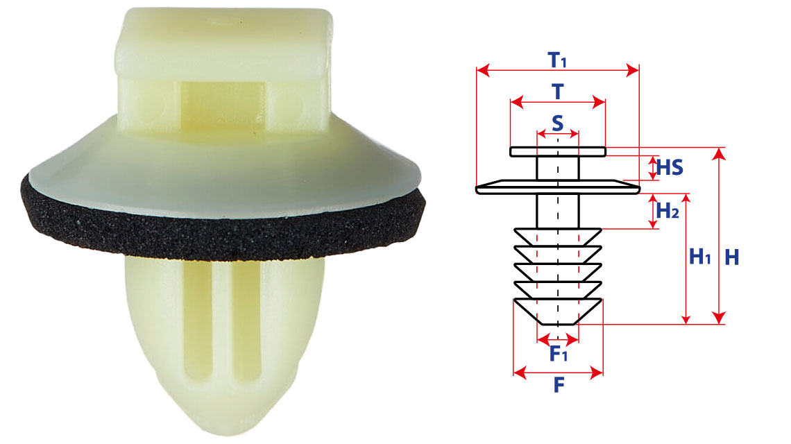 Крепление обшивки-молдингов, две и более шляпок с прямоугольной шляпкой 15872