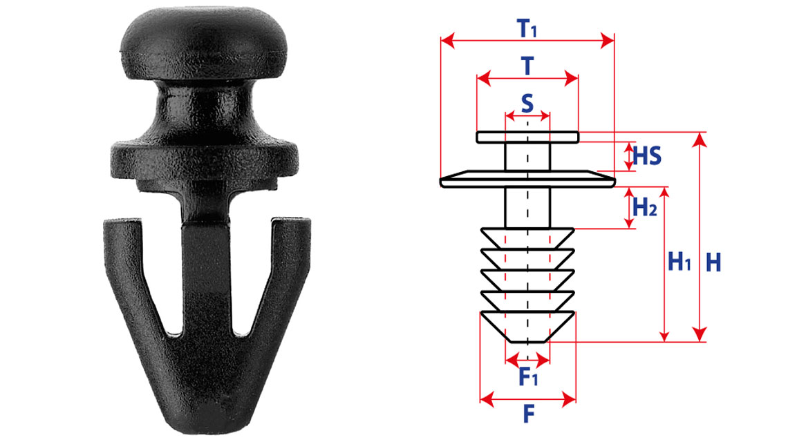 Крепление обшивки-молдингов, две и более шляпок с фигурной шляпкой 15030