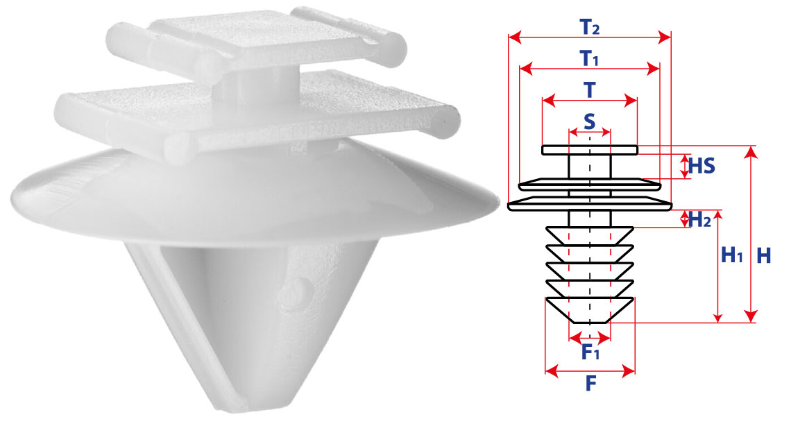 Крепление обшивки-молдингов, две и более шляпок с фигурной шляпкой 15569