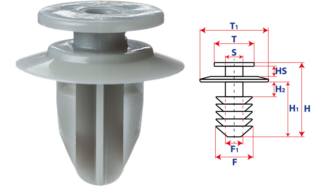 Крепление обшивки-молдингов, две и более шляпок с фигурной шляпкой 15819