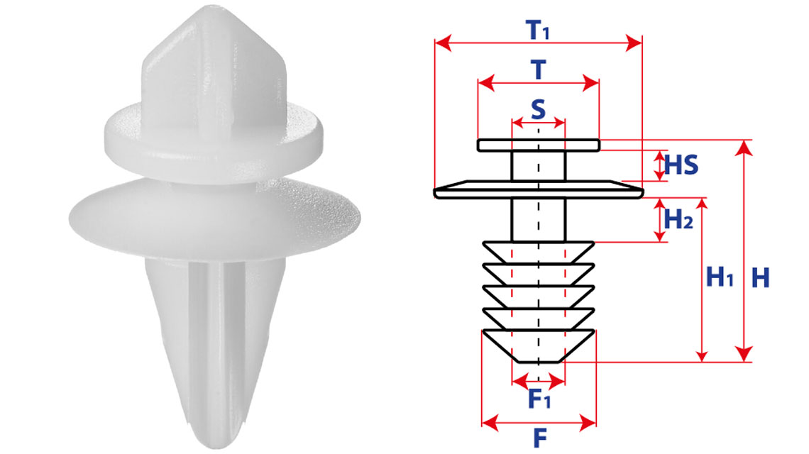 Крепление обшивки-молдингов, две и более шляпок с фигурной шляпкой 15870