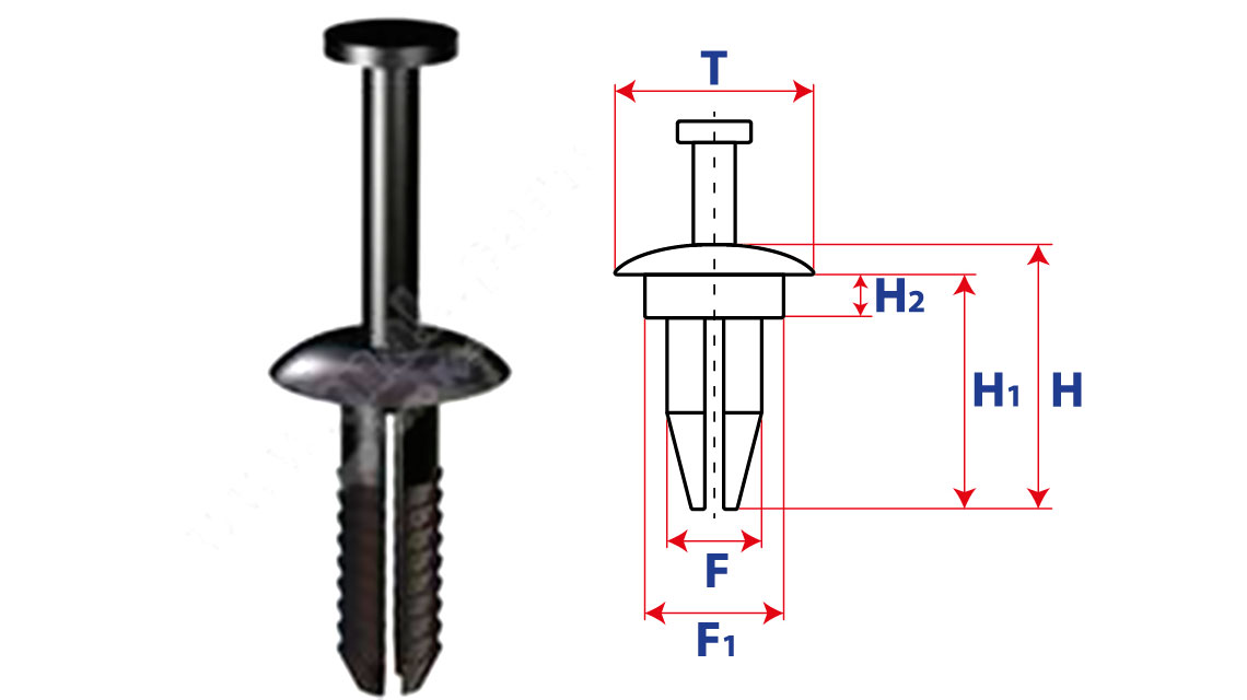 Крепление распорного действия с нажимным распорным штырьком 11606
