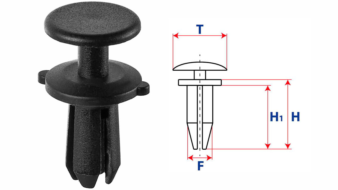 Крепление распорного действия с нажимным распорным штырьком 11690