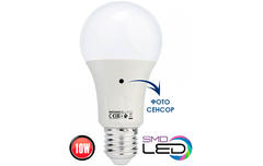 Лампа  с фотосенсором А60 SMD LED DARK-10W 6400K E27 1032Lm 170-240V