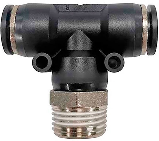 Соединение цанговое Т-образное для полиуретановых и других шлангов, 1/4 наружная резьба INTERTOOL