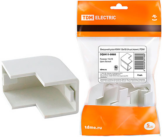 Внешний угол КМН белый (4 шт) TDM
