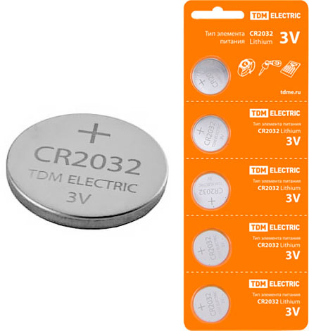 Элемент питания CR2032 Lithium 3V BP-5 TDM