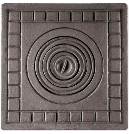 Плита чугунная 400 × 400 мм (h-15 мм) 1-конфорочная с рисунком