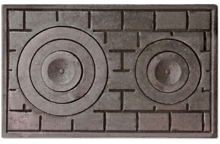 Плита чугунная 2-х конфорочная с рисунком