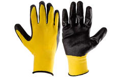 Перчатки  из полиэстера желтые покрытие черный нитрил неполный облив 10 (L) Profmet