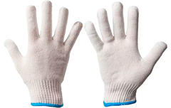 Перчатки  из хлопка и полиэстера белые с синей вязаной манжетой 8 (M) Profmet