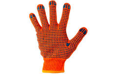 Перчатки  из хлопка оранжевые с черной ПВХ точкой 10 (L) Profmet