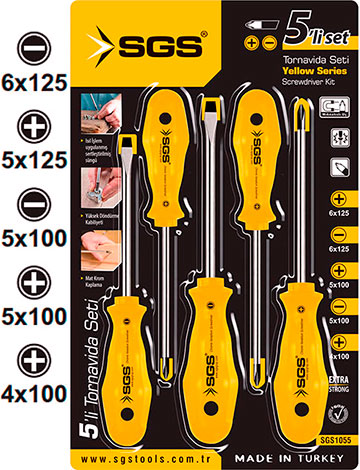 Набор отверток Yellow Series 5 ед SGS1055