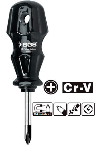 Отвертка крестовая черная PH2 6 × 35 мм CR-V SGS674