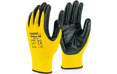 Перчатки полиэстеровые с гладким нитриловым покрытием Zebra-10 желтые SGS7130