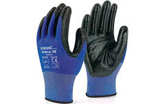 Перчатки полиэстеровые с гладким нитриловым покрытием Zebra-10 синие SGS7120