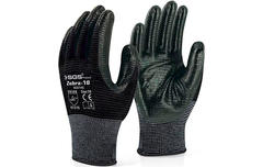Перчатки полиэстеровые с гладким нитриловым покрытием Zebra-10 черные SGS7140