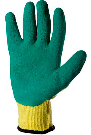 Перчатки из хлопка и полиэстера желт зеленый вспененный латекс вязаная манжета 10 (L) Profmet